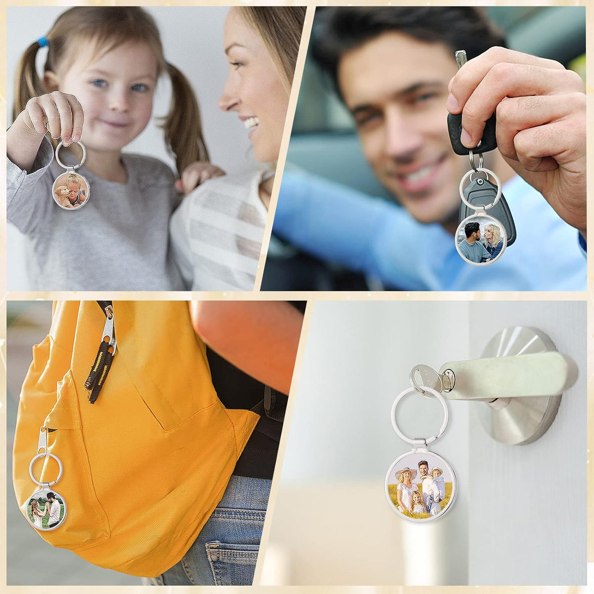Personalized Custom Keychain with Picture - Turnable Double Sided Colorful Photo Key chains