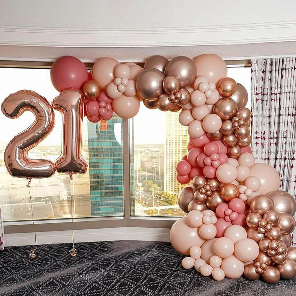 Dusty Blush Pink Balloons, Retro Pink Metallic Chrome Rose Gold Confetti White Sand Nude Balloon