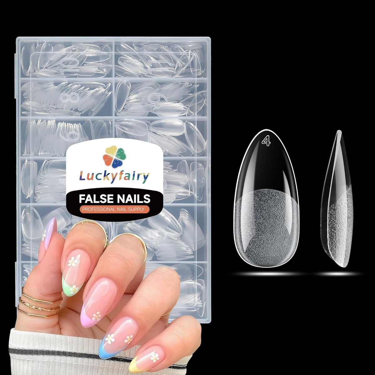 Almond Gel Nail Tips: 360pcs Pre-Shaped Medium Nail Tips Almond Shape Acrylic Fake Nails Half Matte