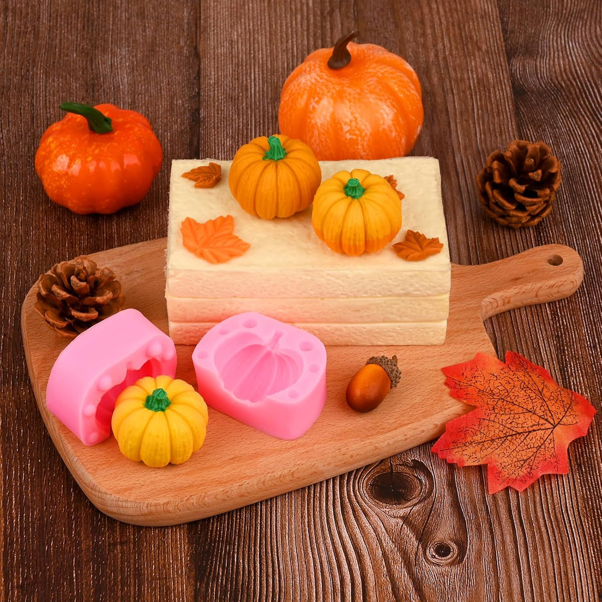 Actvty 3D Pumpkin Silicone Molds, 6 Pcs Half a Pumpkin Chocolate Candy Fondant Mold for Halloween