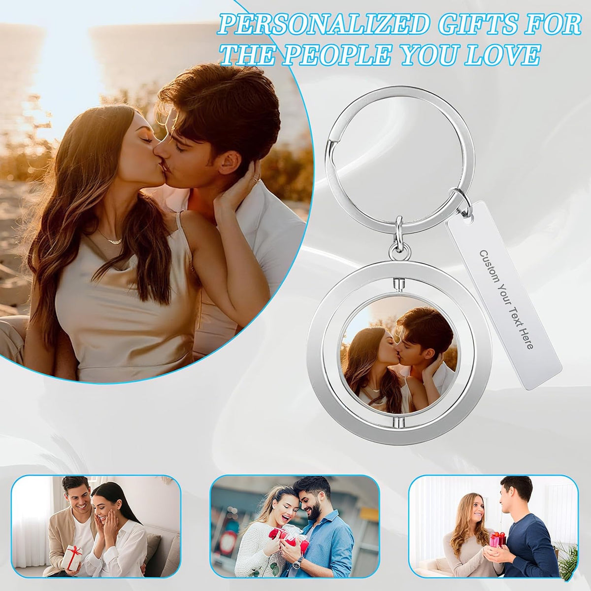 Custom Keychain with Picture Double-sided Personalized Photo Text Keychain, Gift for Anniversary