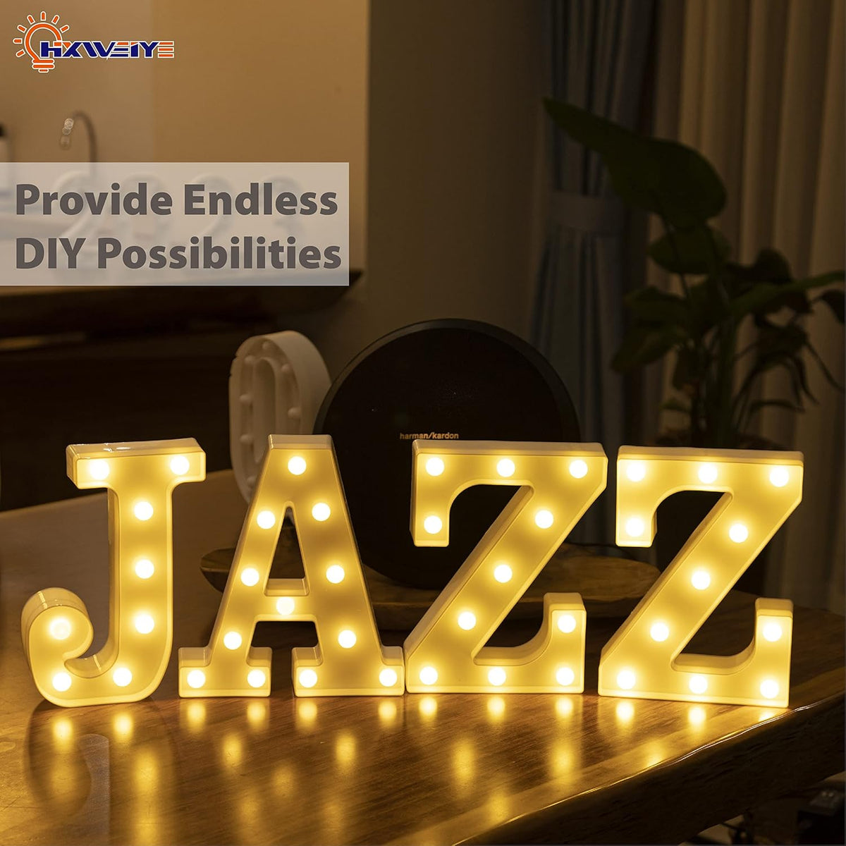 HXWEIYE LED Marquee Letters Lights Sign Z, 26 Alphabet & Number 0-9 Warm White Led Letters for Bar