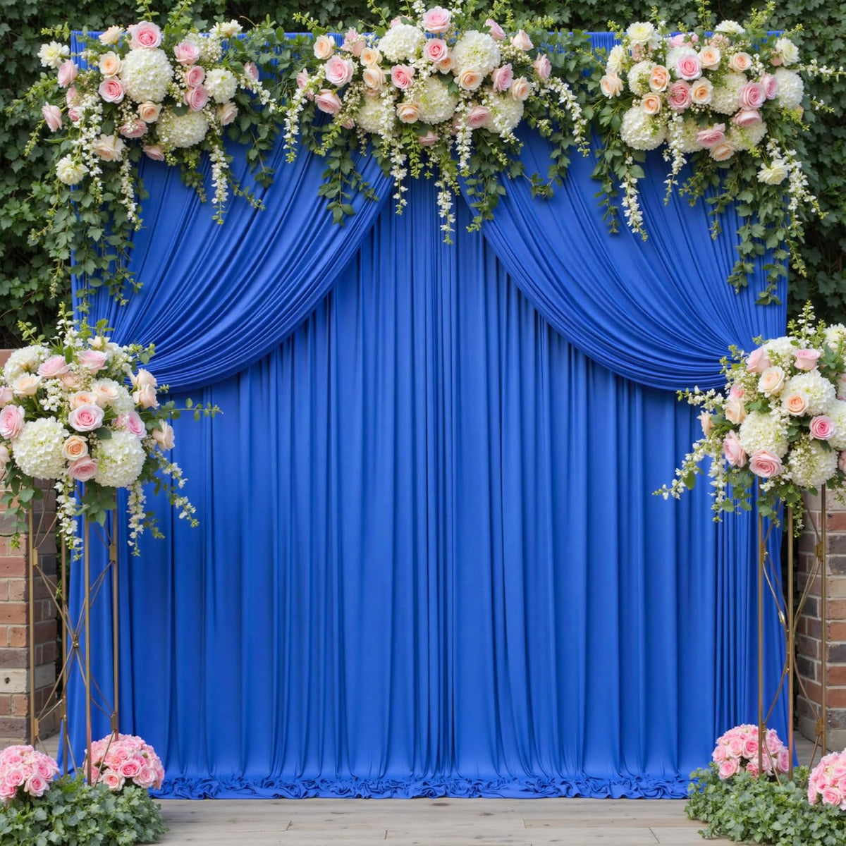 10ft x 8ft Wrinkle Free Royal Blue Backdrop Curtains for Parties, Polyester Photography Backdrop