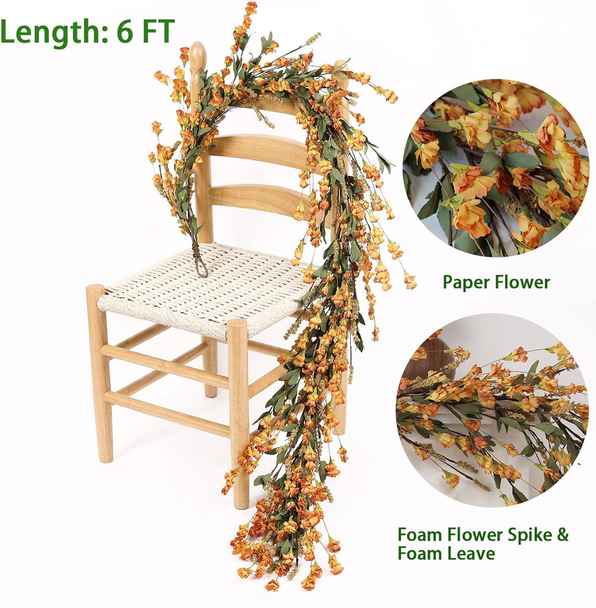 Mizii Fall Garland Artificial Flower Garlands 6 Feet Fake Wildflower Floral Garland Hanging Vines
