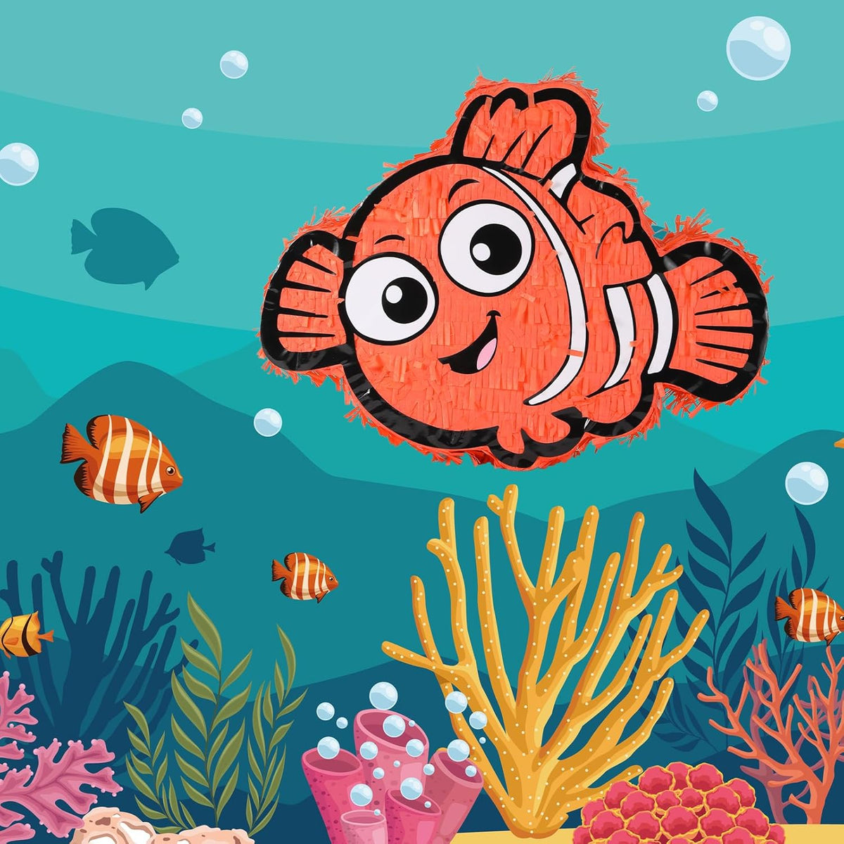 Nemo Pinatas Bundle with a Blindfold and a Bat(16.5 x 12.6 x 4 Inches), Perfect for kid's Birthday