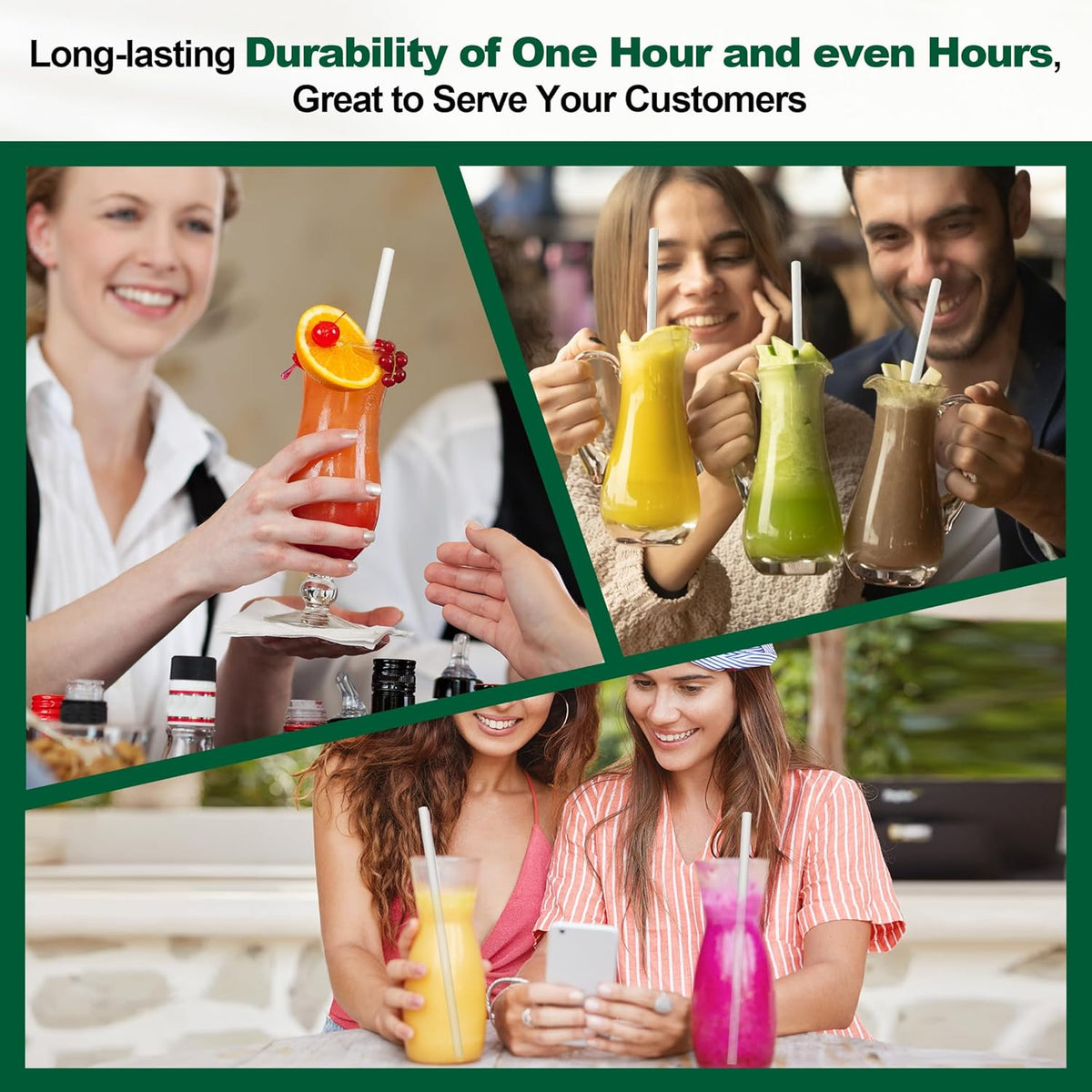 10.25" Disposable Paper Drinking Straws Individually Wrapped, 0.31" Dia. - 4 PLY Thick Heavy Duty