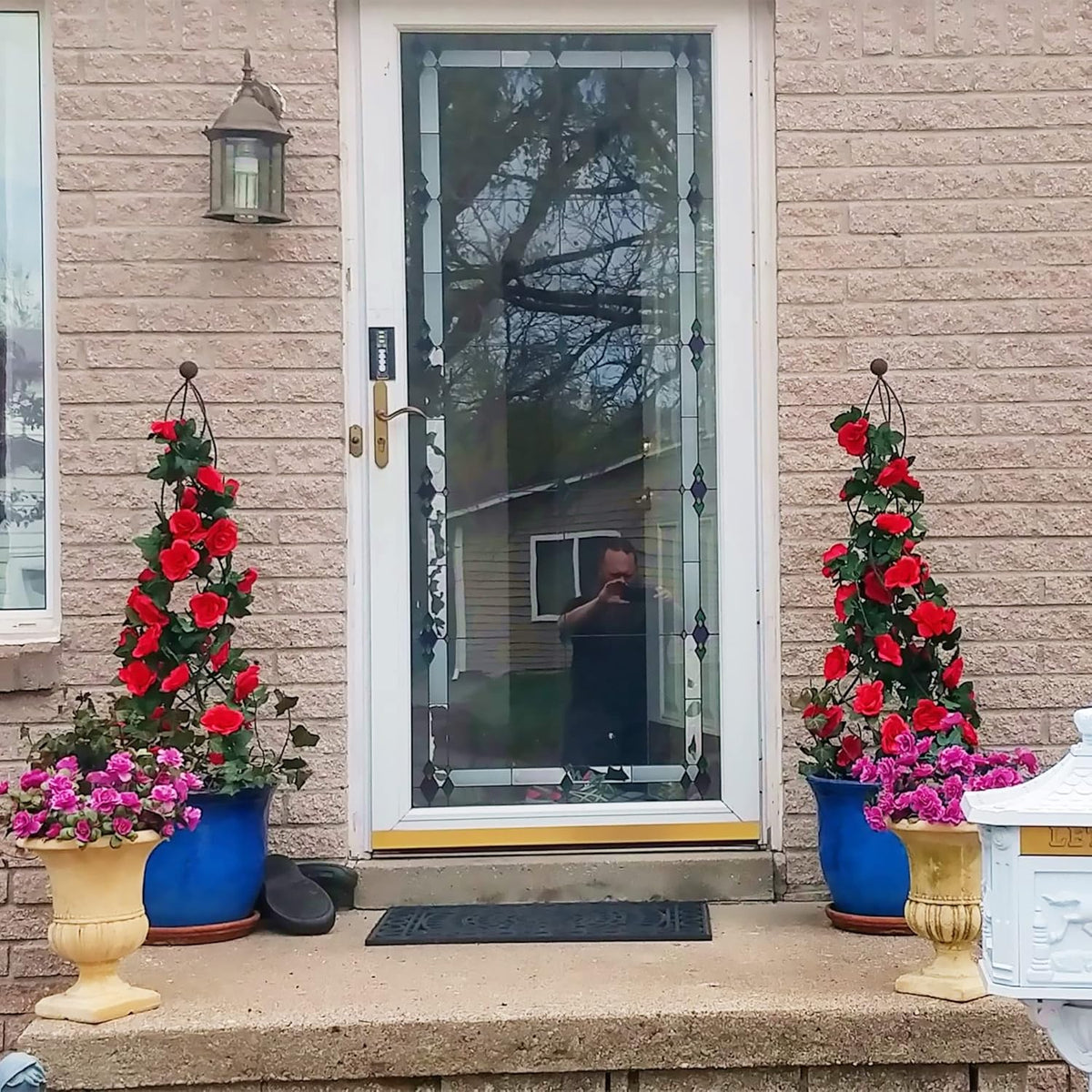 UKELER 2 Pack 14FT Artificial Rose Vines Red Flower Garland Artificial Rose Flowers with Green