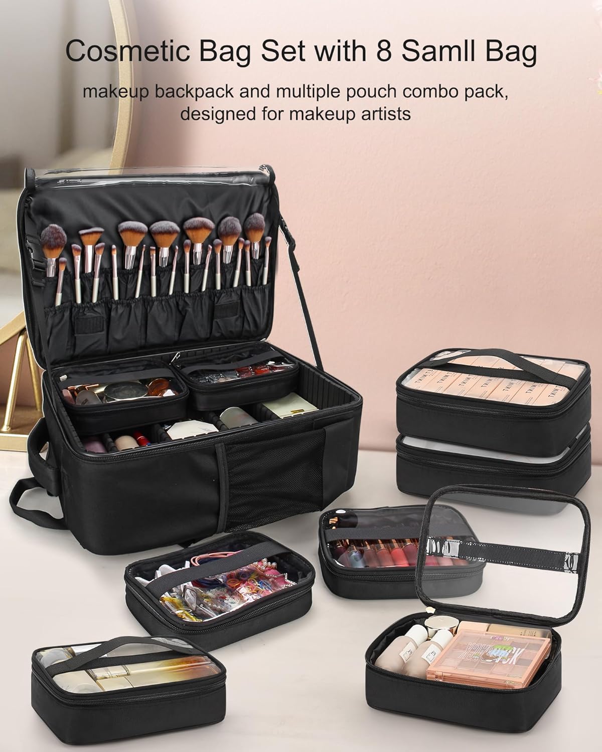 Makeup Backpack Professional Cosmetic Artist Bag Extra Large Travel Train Case Storage Organizer