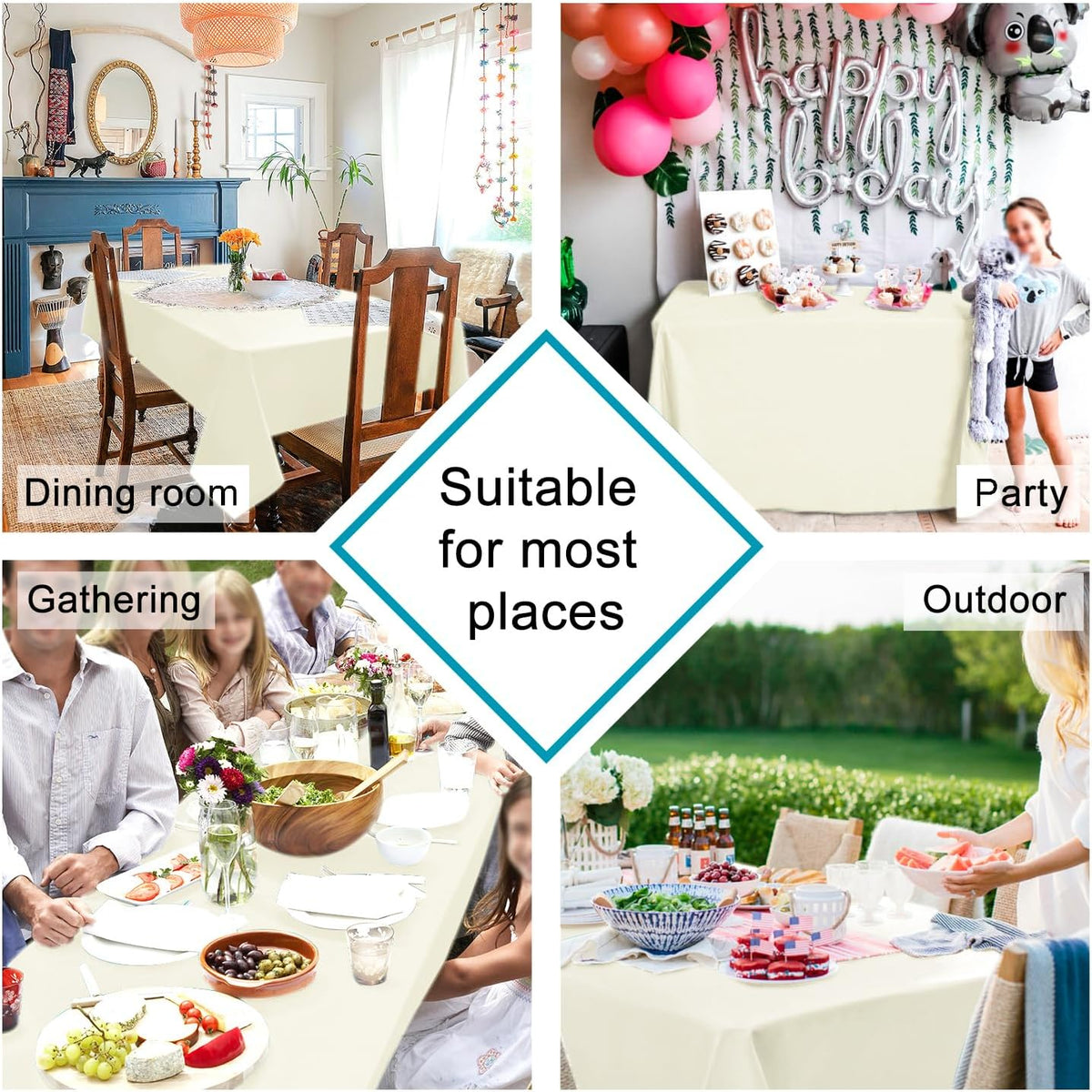 Hiasan Champagne Rectangle Tablecloth - Waterproof and Spillproof Washable Fabric Table Cloth for