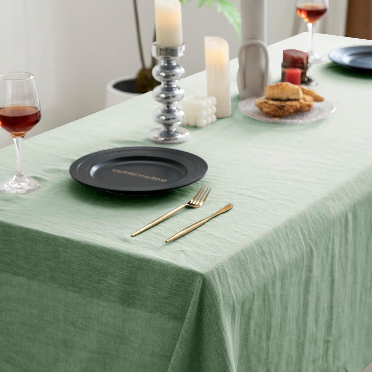 EVERLY 100% Pure Linen Rectangle Tablecloths 60x108Inches for Dining,Buffet