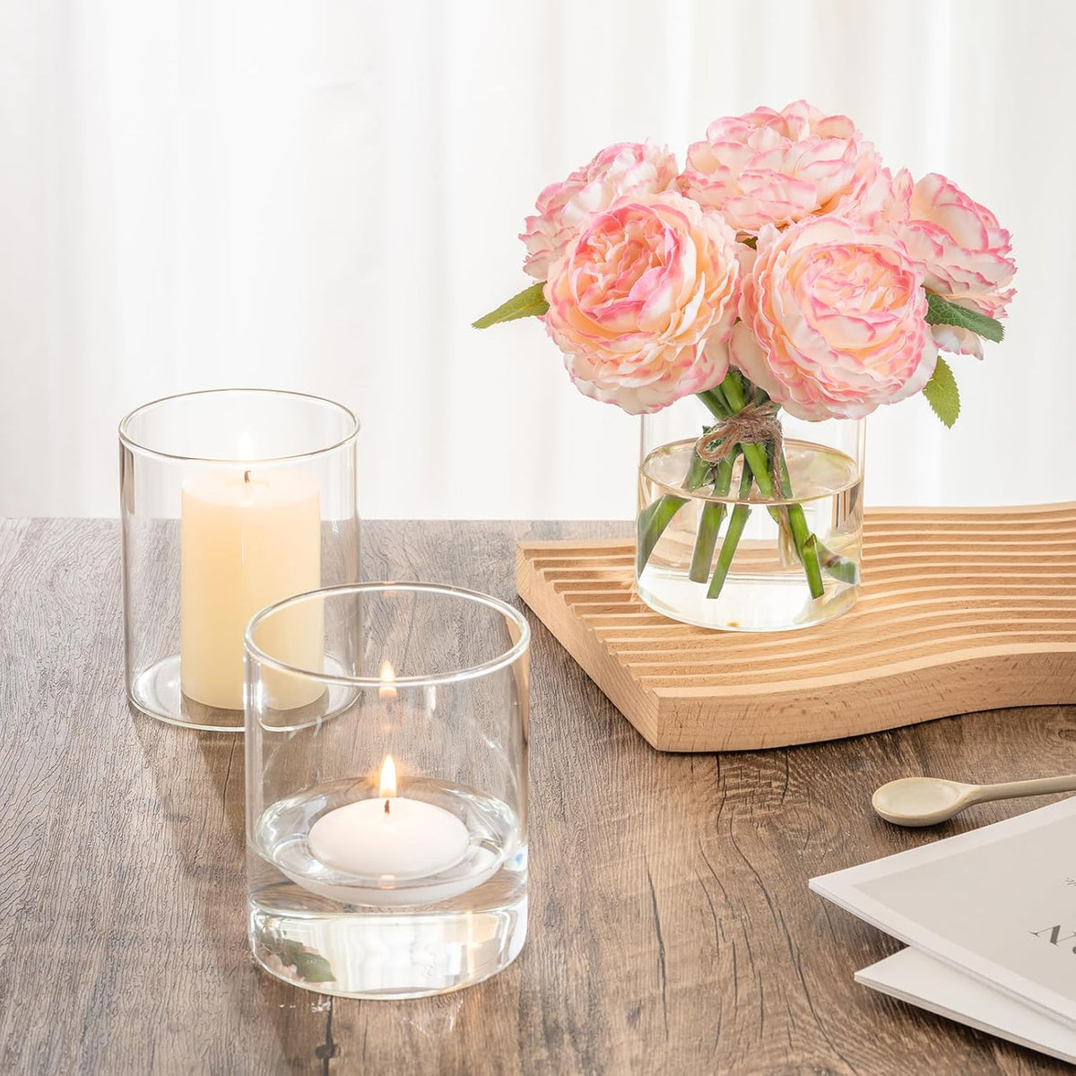 12pcs Glass Cylinder Vases for Centerpieces - 4 Inch Small Flower Vase for Wedding Decorations