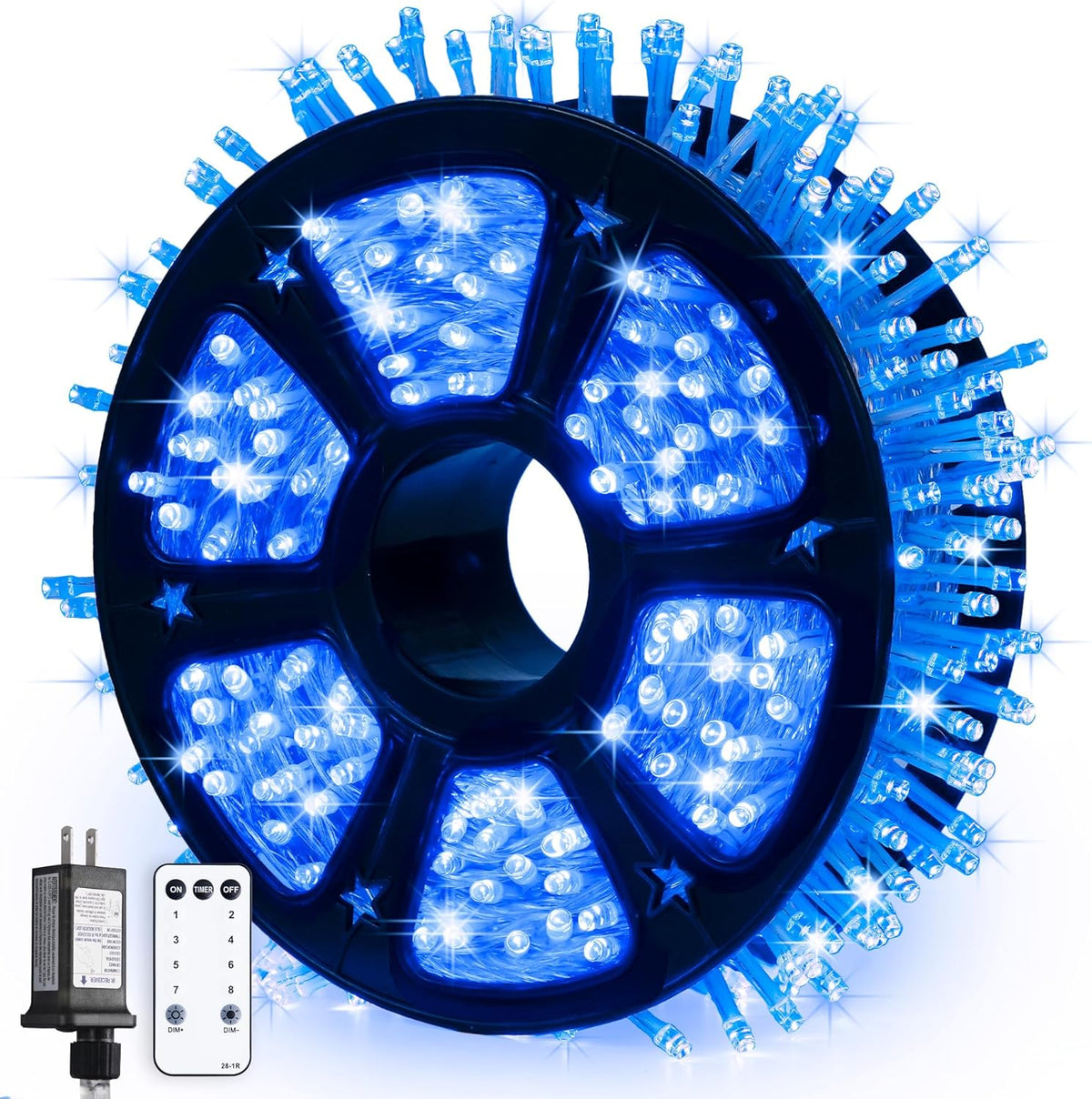 JMEXSUSS 600 Blue LED Halloween Lights Outdoor Waterproof 168ft Blue String Tree Lights Indoor Plug