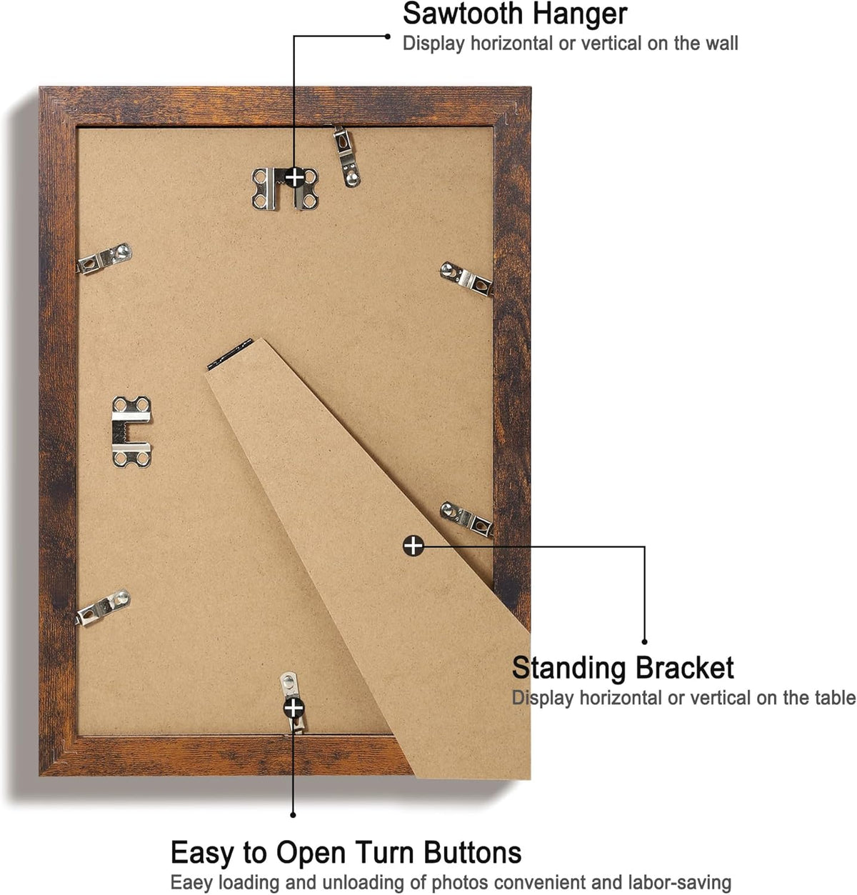 8x12 Picture Frame Set of 4 with High Definition Real Glass, Display 6x8 Pictures with Mat or 8 x