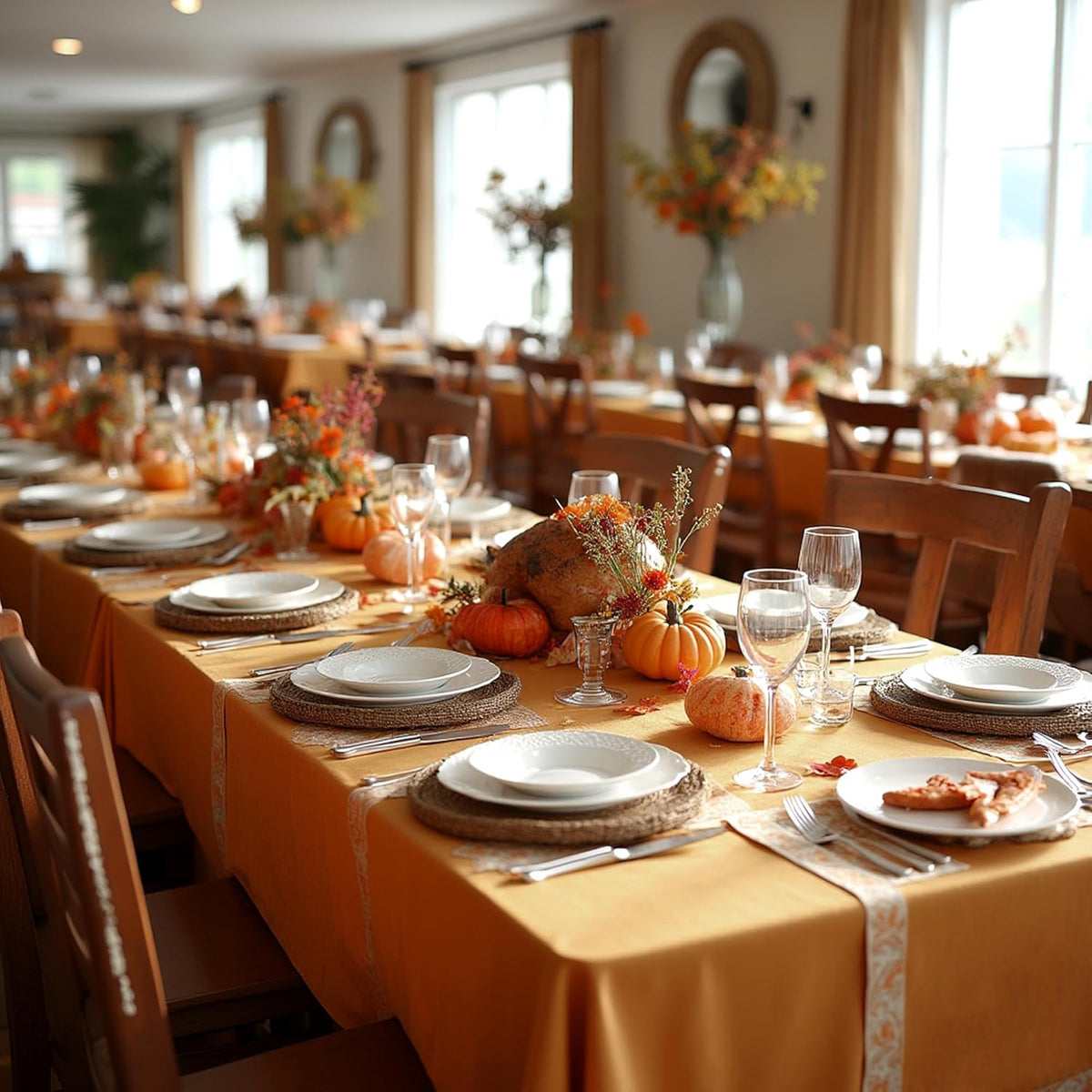 sancua 2 Pack Tablecloths Rectangular 60x102 Inch, Thanksgiving Table Cloths Rectangle for 6 Foot