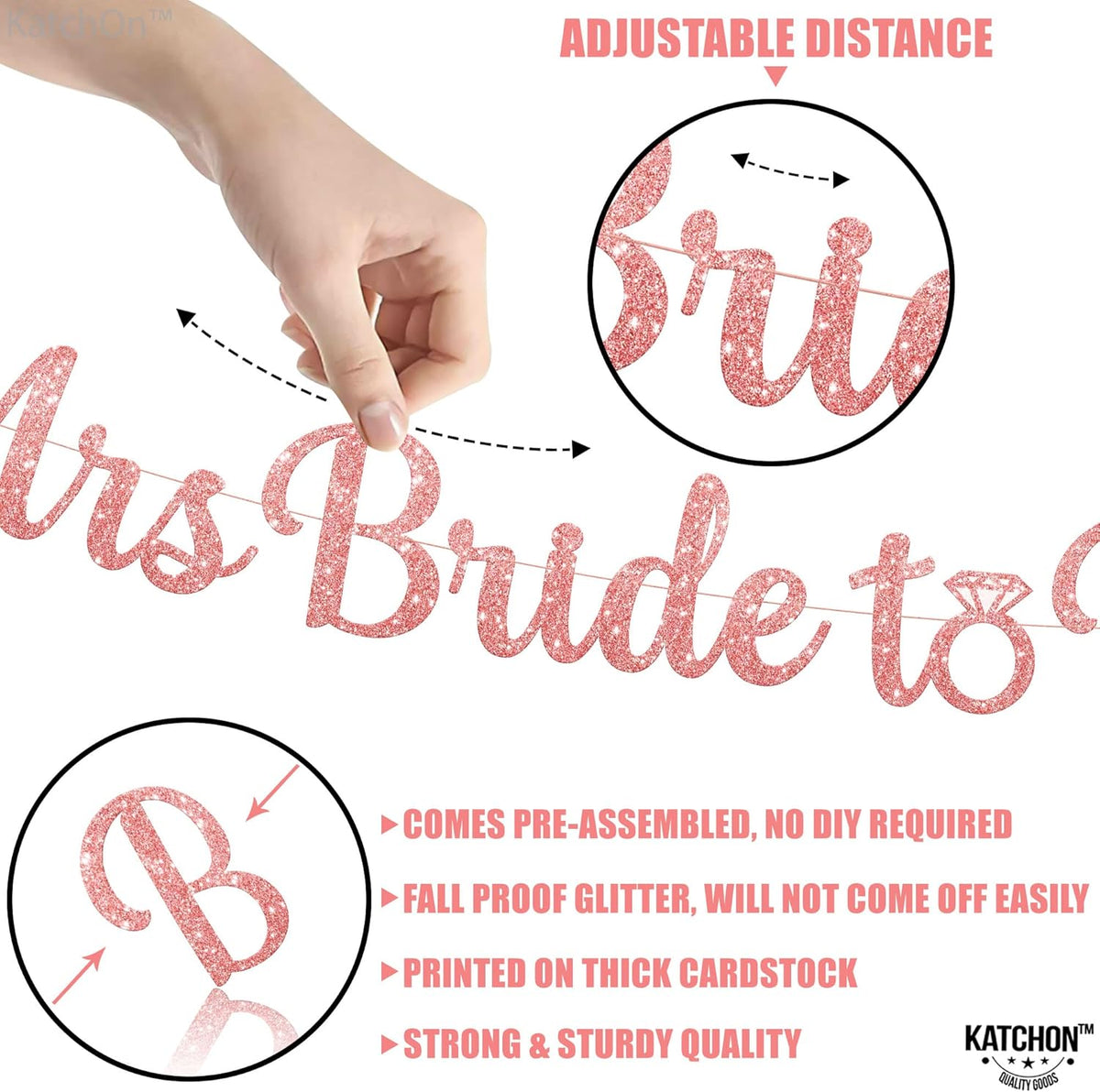 KatchOn, Rose Gold Miss to Mrs Bride to Be Banner - Glitter, 10 Feet, No DIY | Miss to Mrs Banner