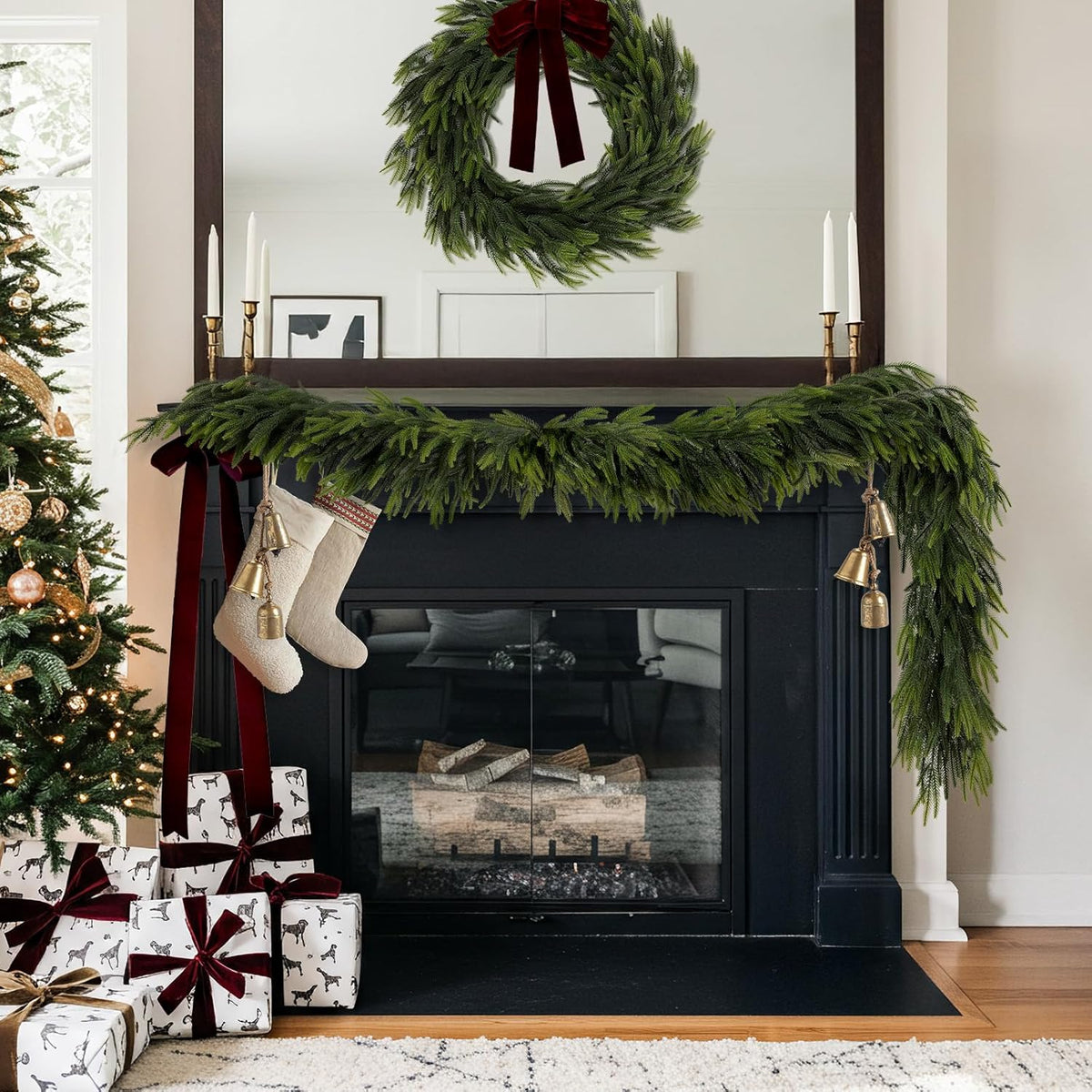 N&T NIETING 6FT Christmas Norfolk Pine Garland Real Touch Pine Artificial Faux Greenery Garlands