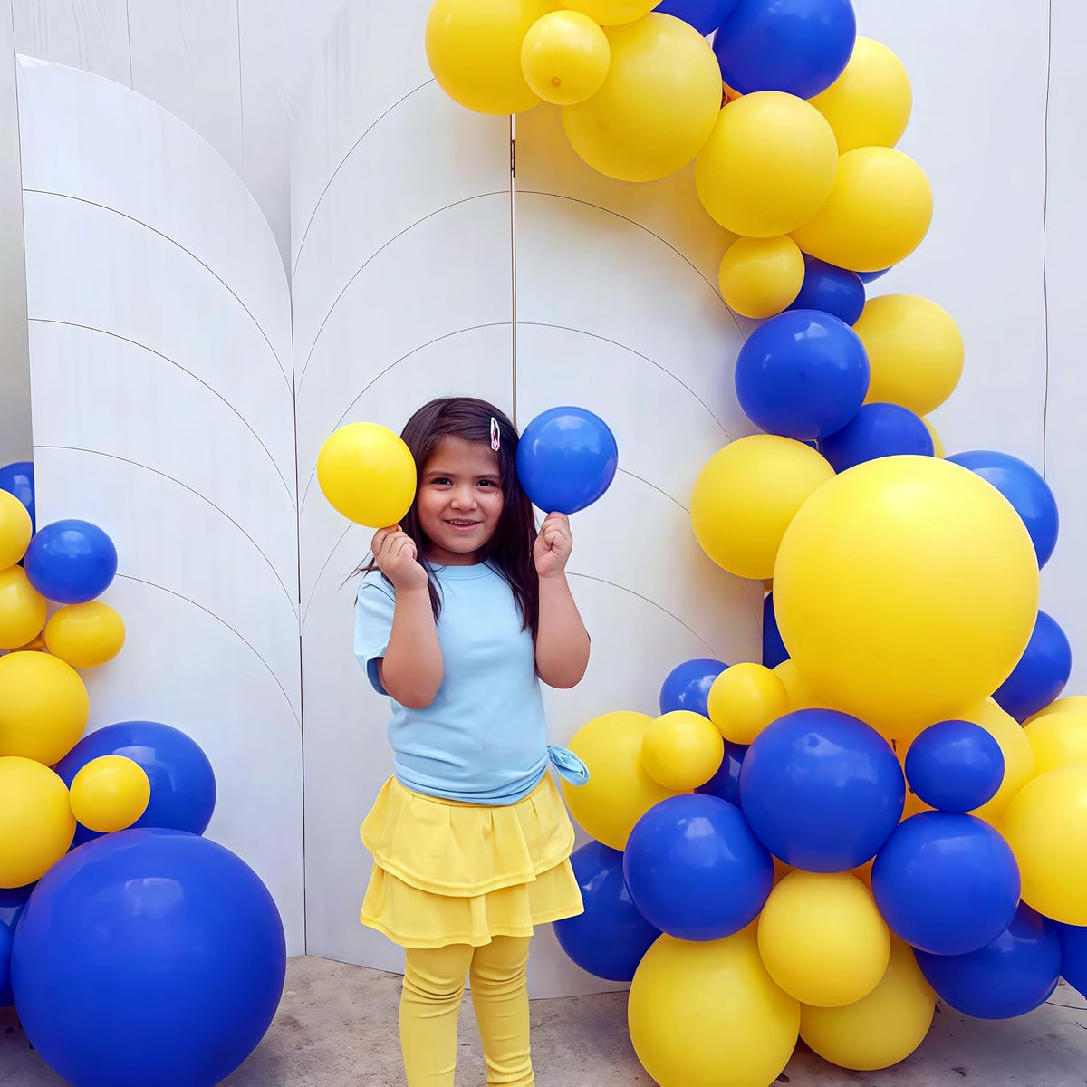 Navy Blue Yellow White Balloons, 12 Inch Navy Blue Yellow White Party Balloons, Dark Blue Yellow