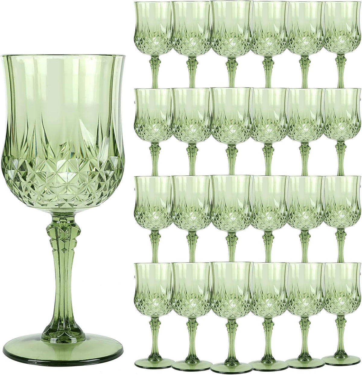 Plastic Wine Glasses，Plastic Goblets Vintage Style Cordial Drinking Glasses for Wedding Reception