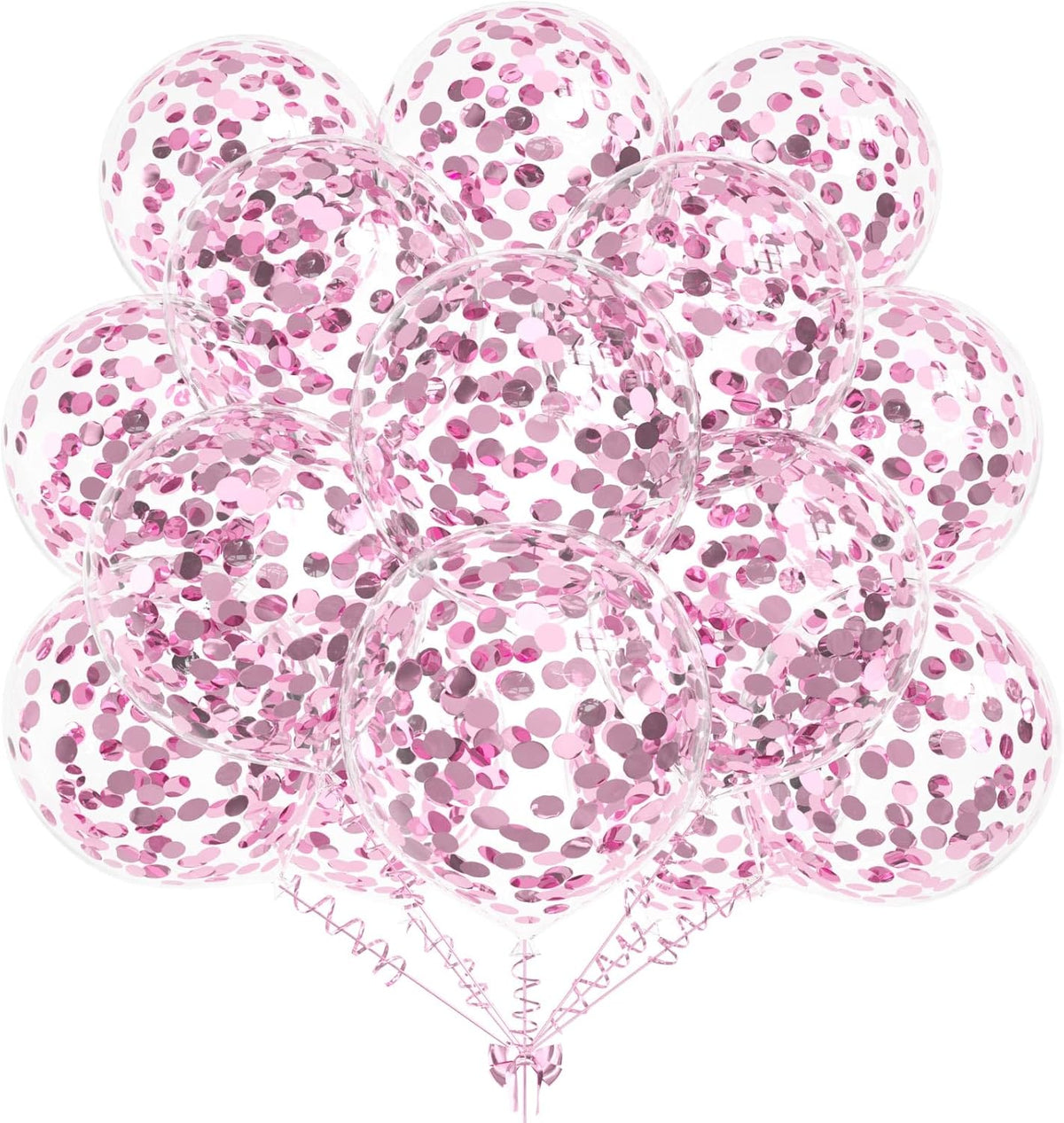 50pcs Light Pink Foil Confetti Balloons,12 inch Latex Balloon with Light Pink Confetti Inside for