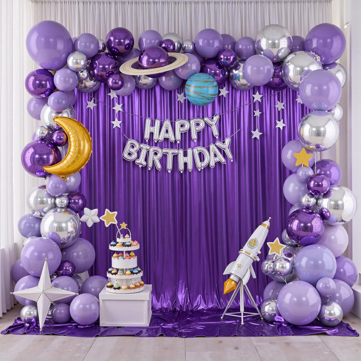 gogoparti 10x10FT Purple Sequin Backdrop Curtain - 2 Panels of 5x10FT Wrinkle-Free Glitter Drapes