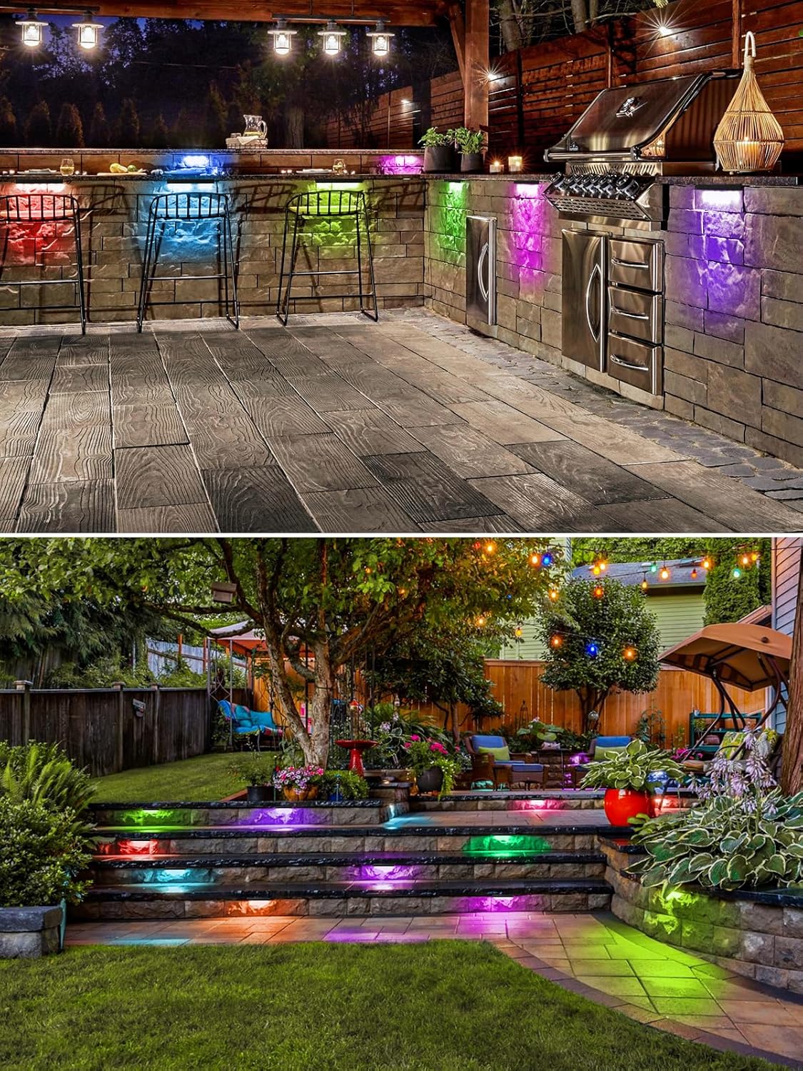 5W RGB Retaining Wall Lights 7 inch LED Hardscape Lighting Color Changing Low Voltage Landscape