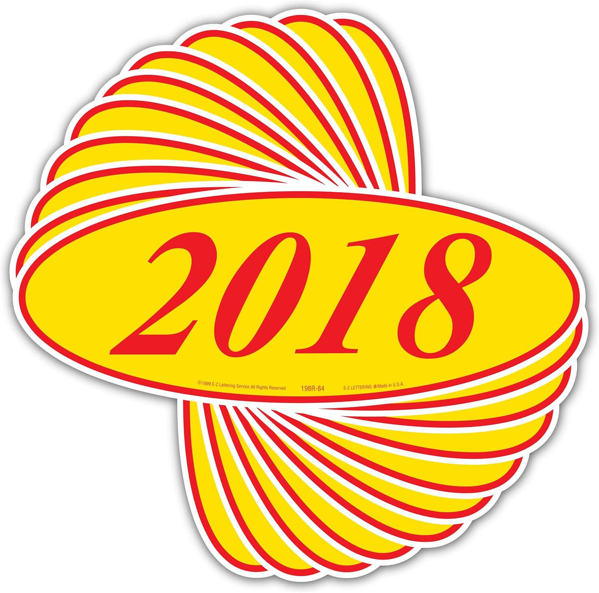 EZ-Line Oval Model Windshield Year Stickers for Car Windows Red and Yellow Large Vinyl Dealership