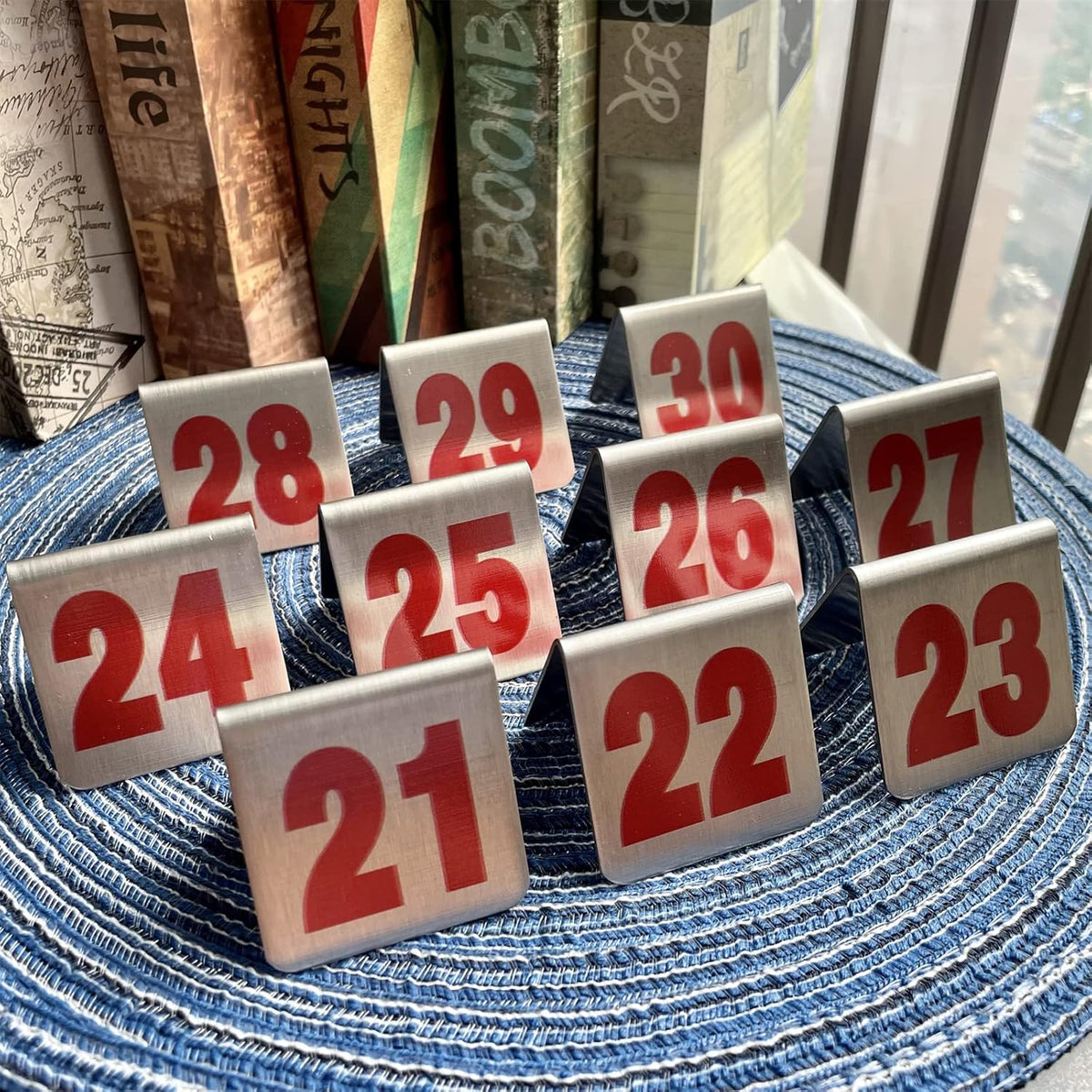 10 Pcs Metal Place Cards Stackable Tent Style Table Numbers，Place Card Holders for Celebration