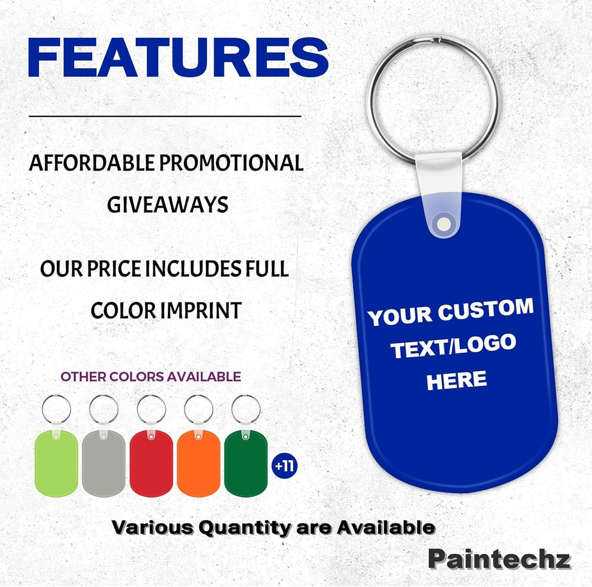 Custom Oval Soft Keychains 200 Pack, Personalized Logo, Text Bulk - Perfect for Tradeshows, Party