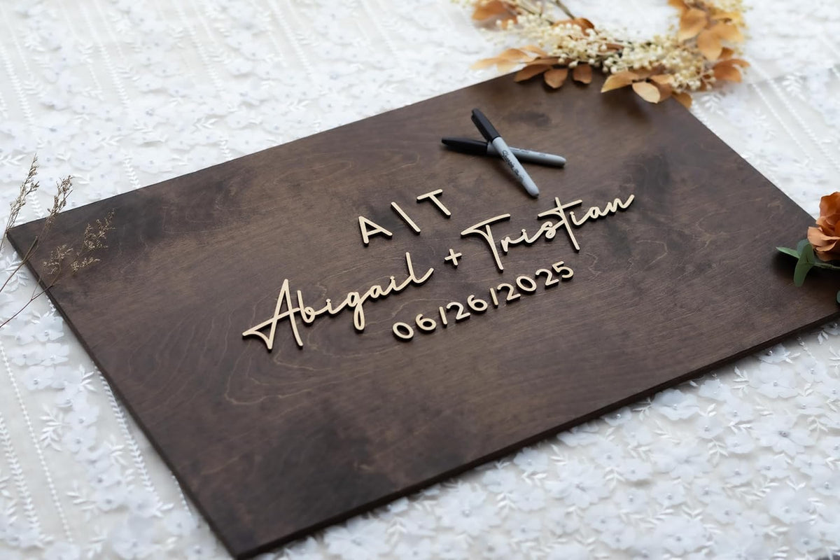 Personalized Last Name Guest Book, Unique Guest Book Sign, Custom Alternative Guest Book, Wooden