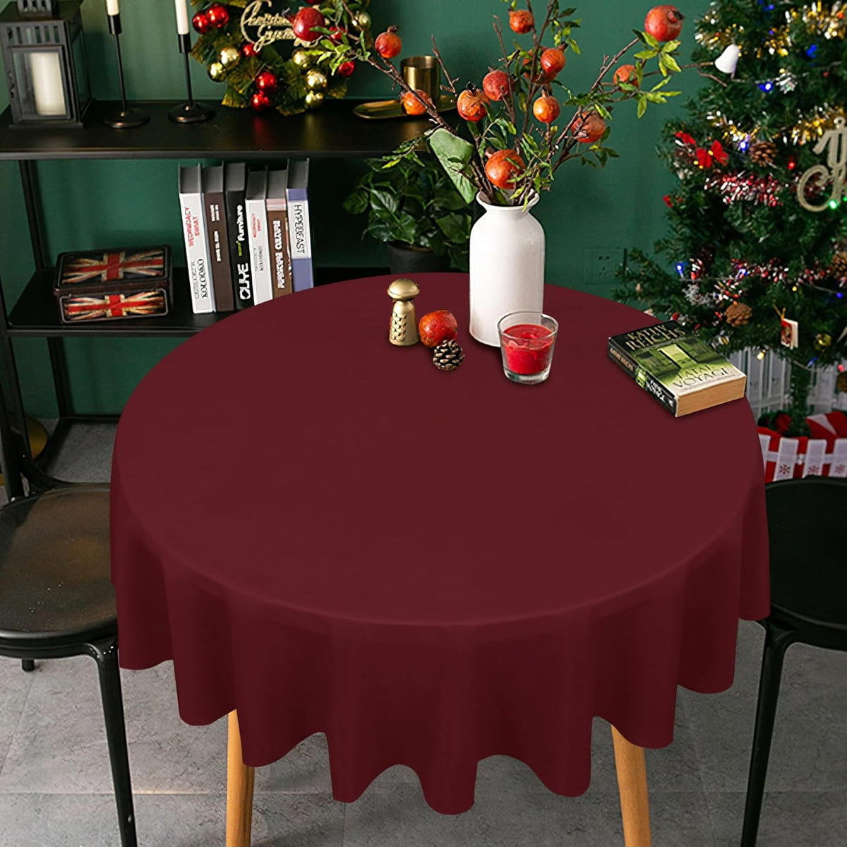 sancua Round Tablecloth - 80 Inch - Water Resistant Spill Proof Washable Polyester Table Cloth