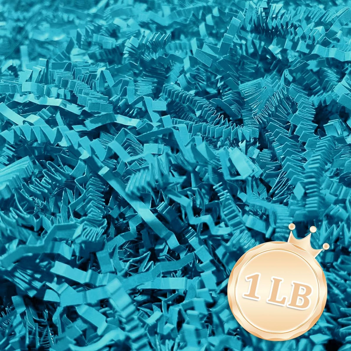1 LB Lake Blue Crinkle Cut Paper Shred Filler Great for Gift Wrapping, Lake Blue Basket Fillers
