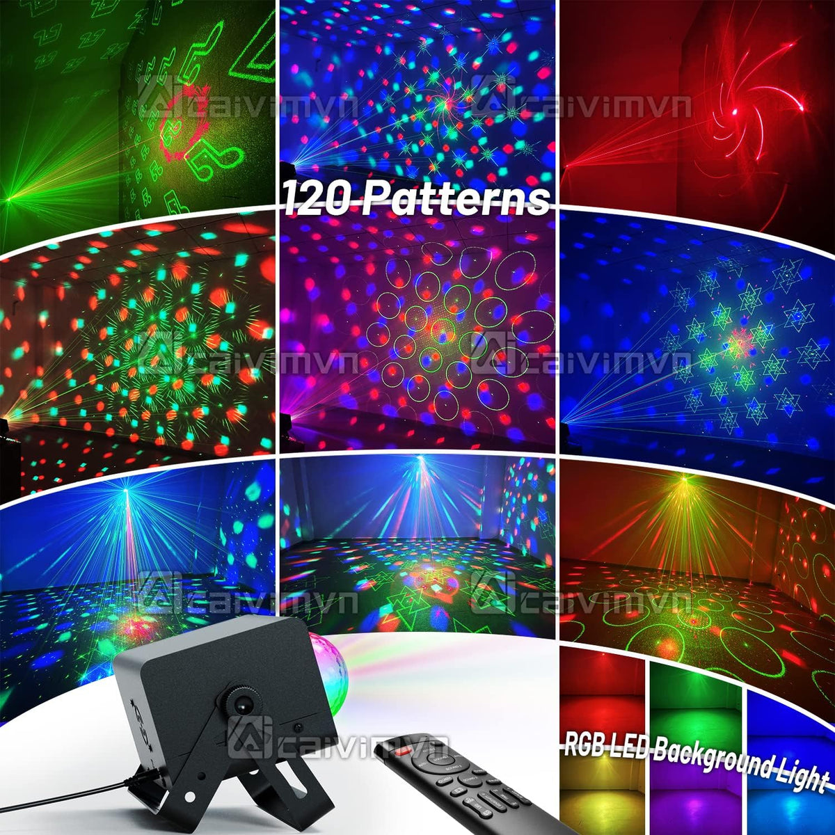 Party Lights, Disco Light Dj Disco Ball LED Sound Activated Stage Lights with Remote Control for