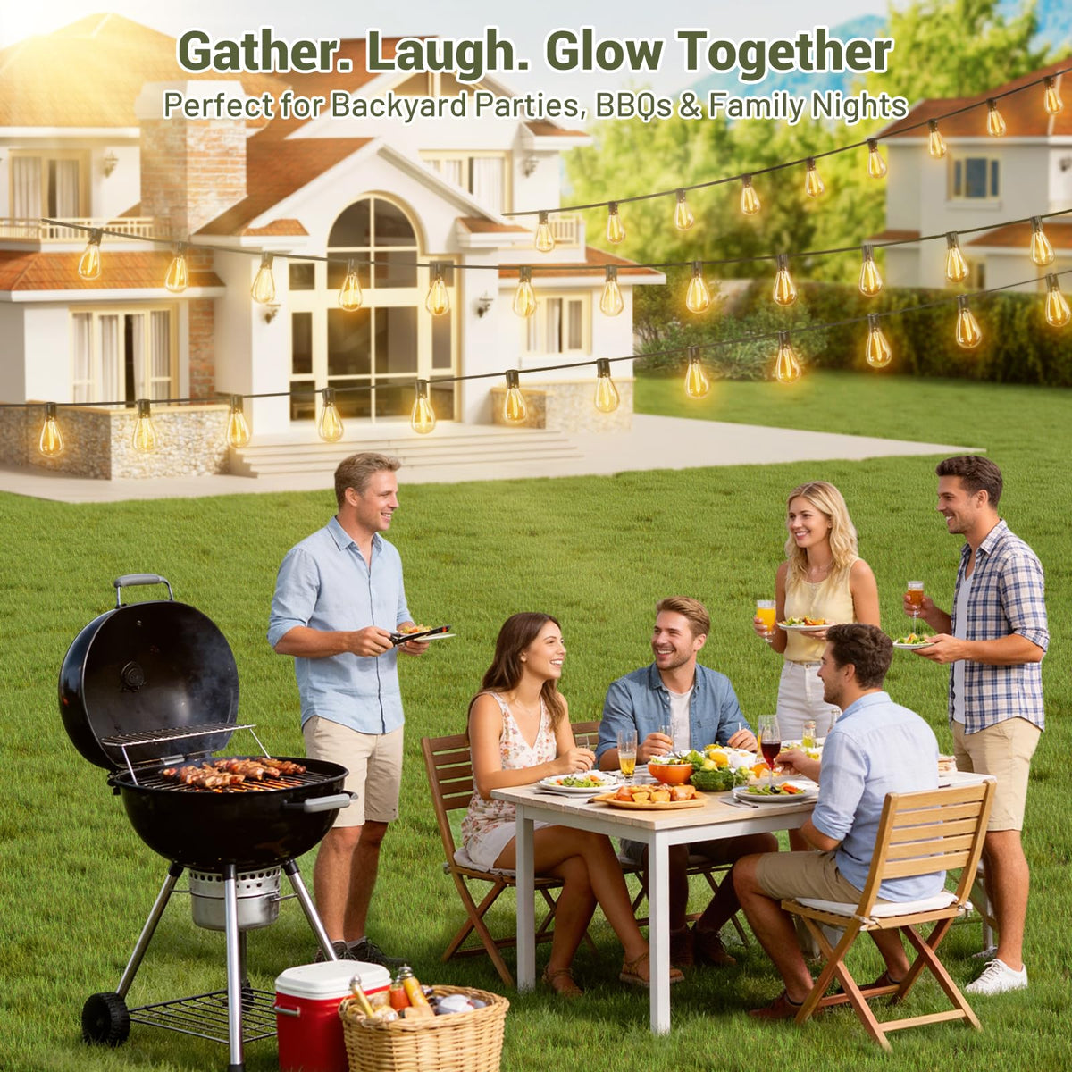 Amzrap 200FT Solar String Lights Outdoor Waterproof 72+2 LED Bulbs, Solar Powered with Remote & USB