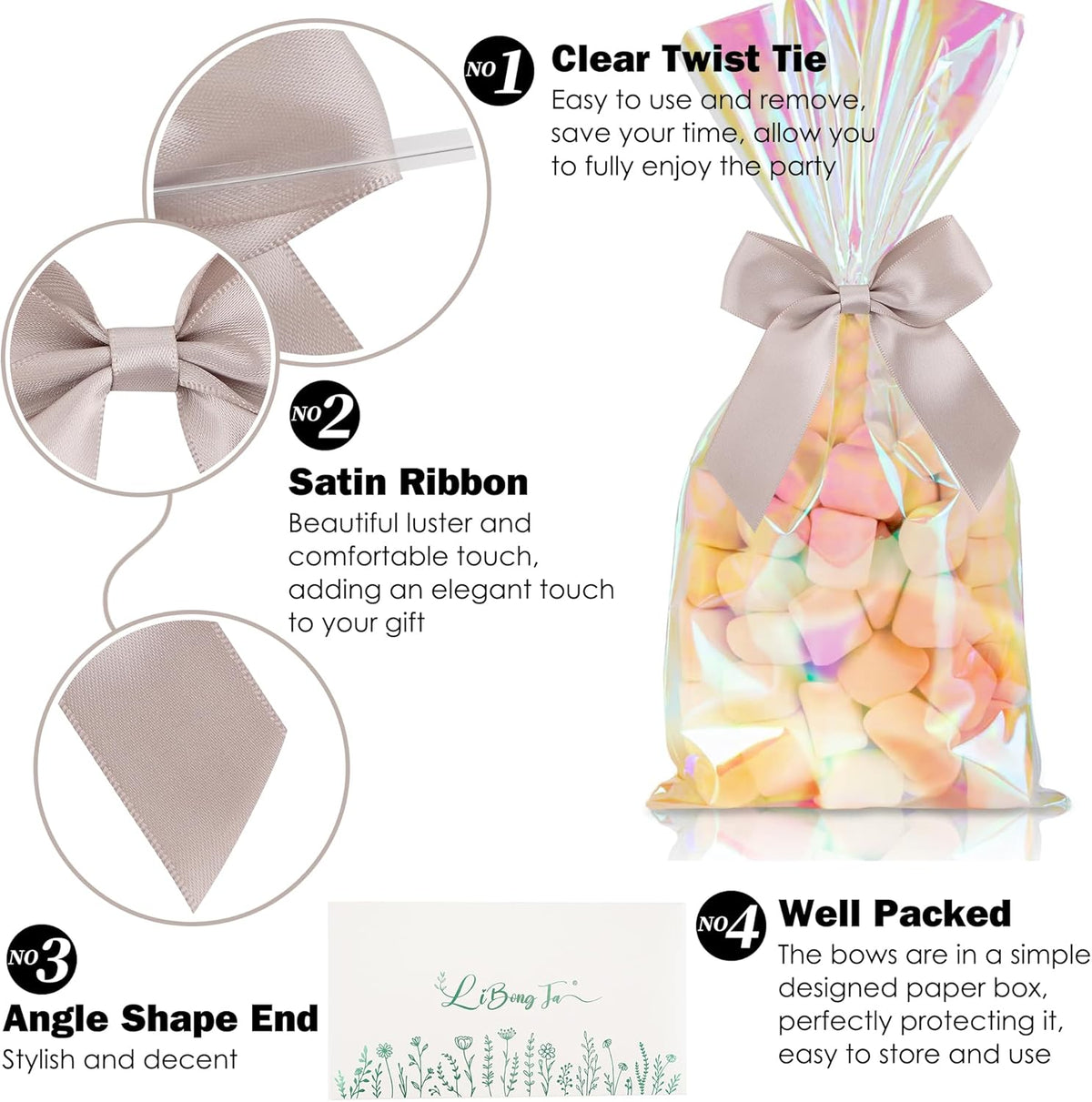 3.5" Dusty Rose Bow Satin Pre-Tied Bows for Gift Wrapping, Small Bows for Crafts, Pink Bows, Candy