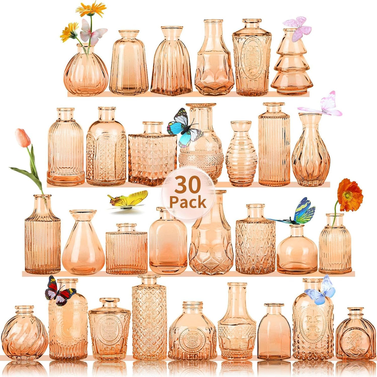 Valentine's Day Glass Bud Vases,Versatile Small Bud vases for Home and Wedding Decor, Exquisite