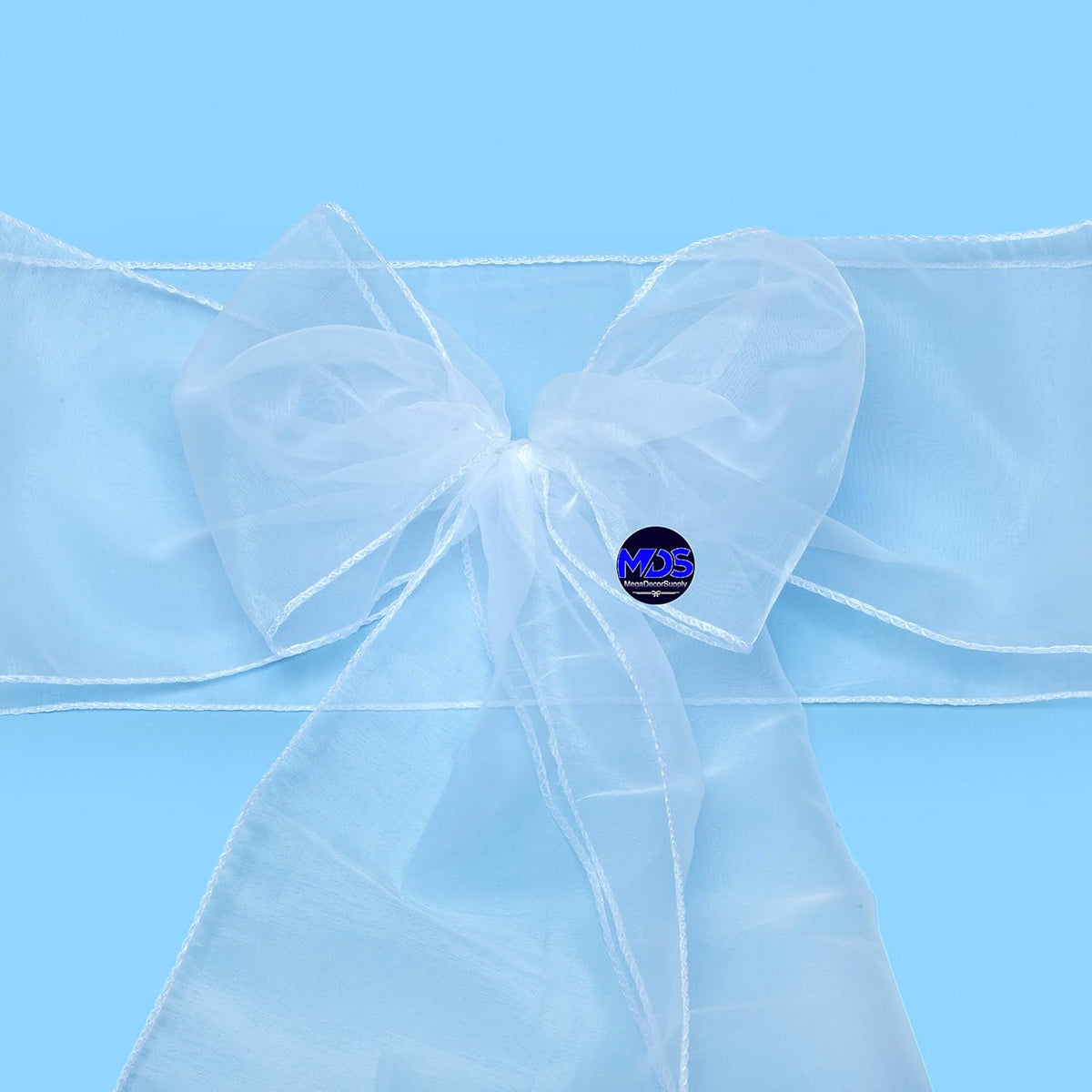 MDS Pack of 50 PCS Organza Chair Sashes Wider Dining Chair Bows Ribbon Tie Back for Wedding Party