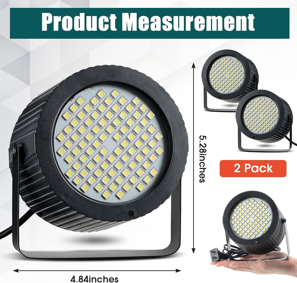 2 Pcs Bright White Strobe Light 88 LEDs Flash Party Lighting Speed and Sound Modes Flashing Lights