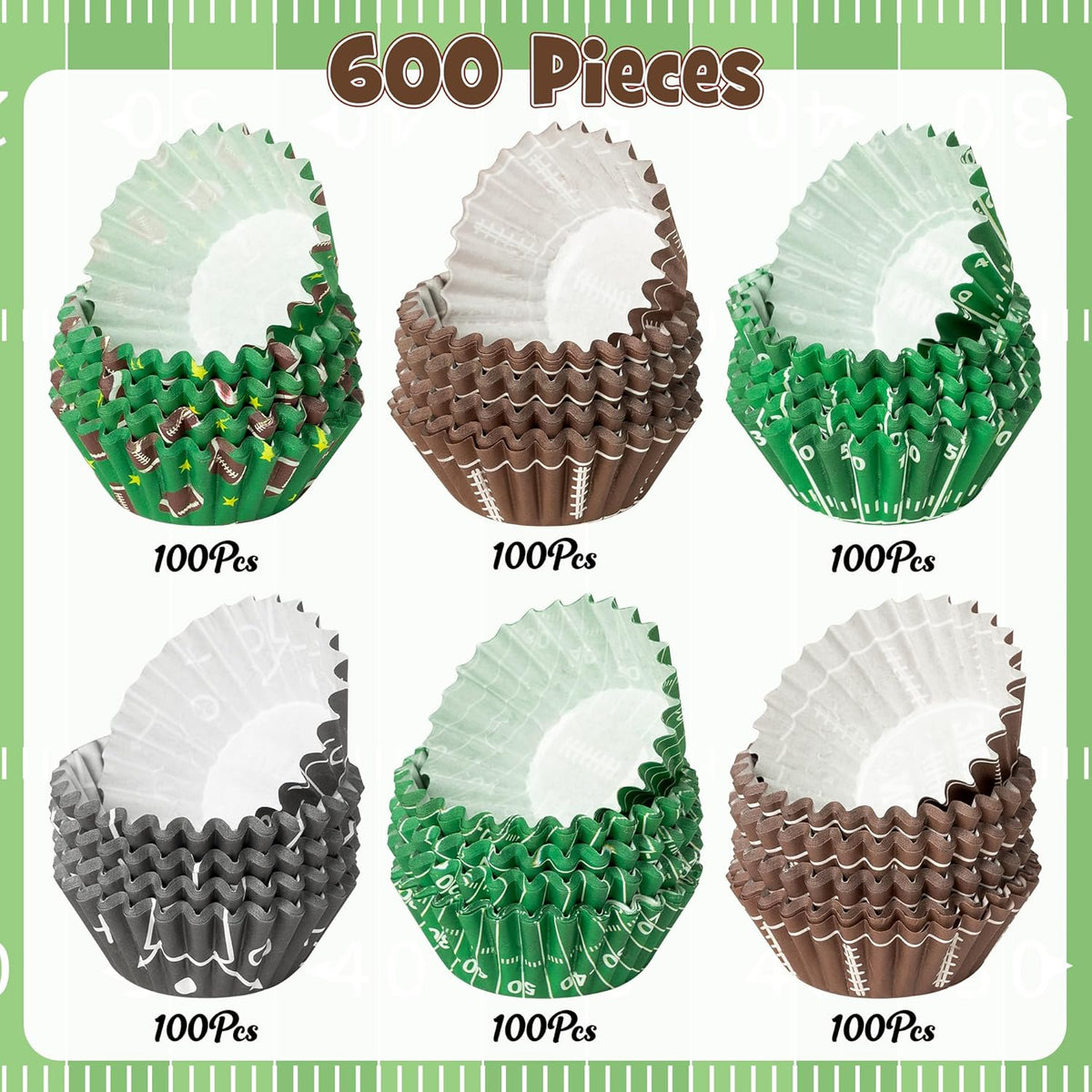COcnny Football Mini Cupcake Liners - 600pcs Football Themed Mini Baking Cups Muffin Cupcakes