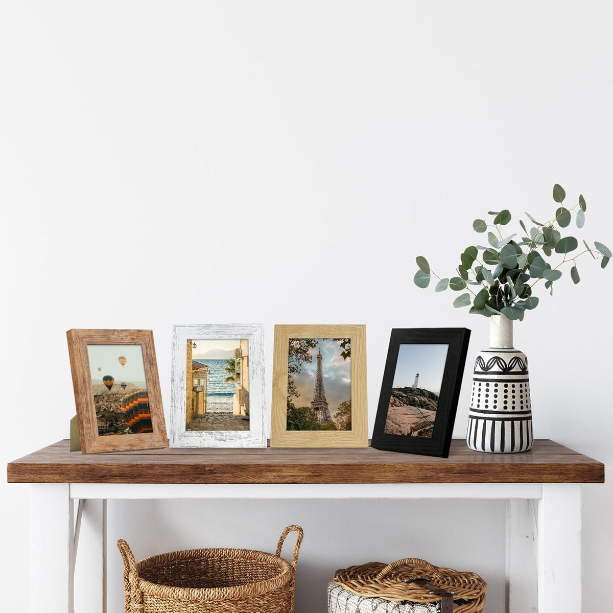 5x7 Picture Frame Set of 4, High Definition Real Glass 5 x 7 Photo Frames for Desktop Display and