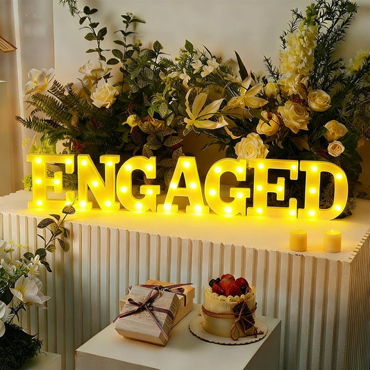 Honoson 7 Pcs Engagement Party Decorations,6.5 Inch Engaged LED Lights