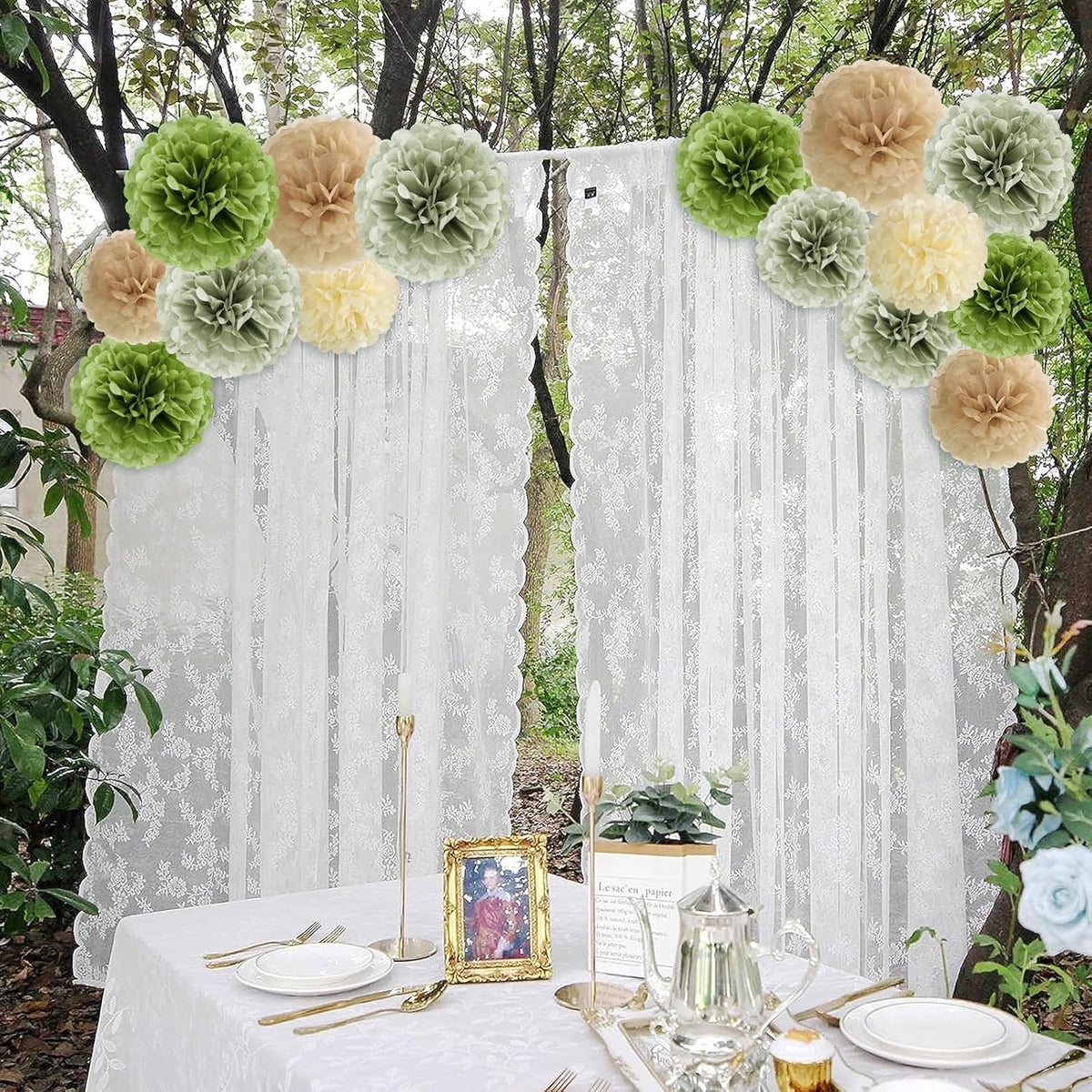 Olive Sage Green Tissue Paper Pom Poms Safari Jungle Party Decorations Paper Flowers Decorations