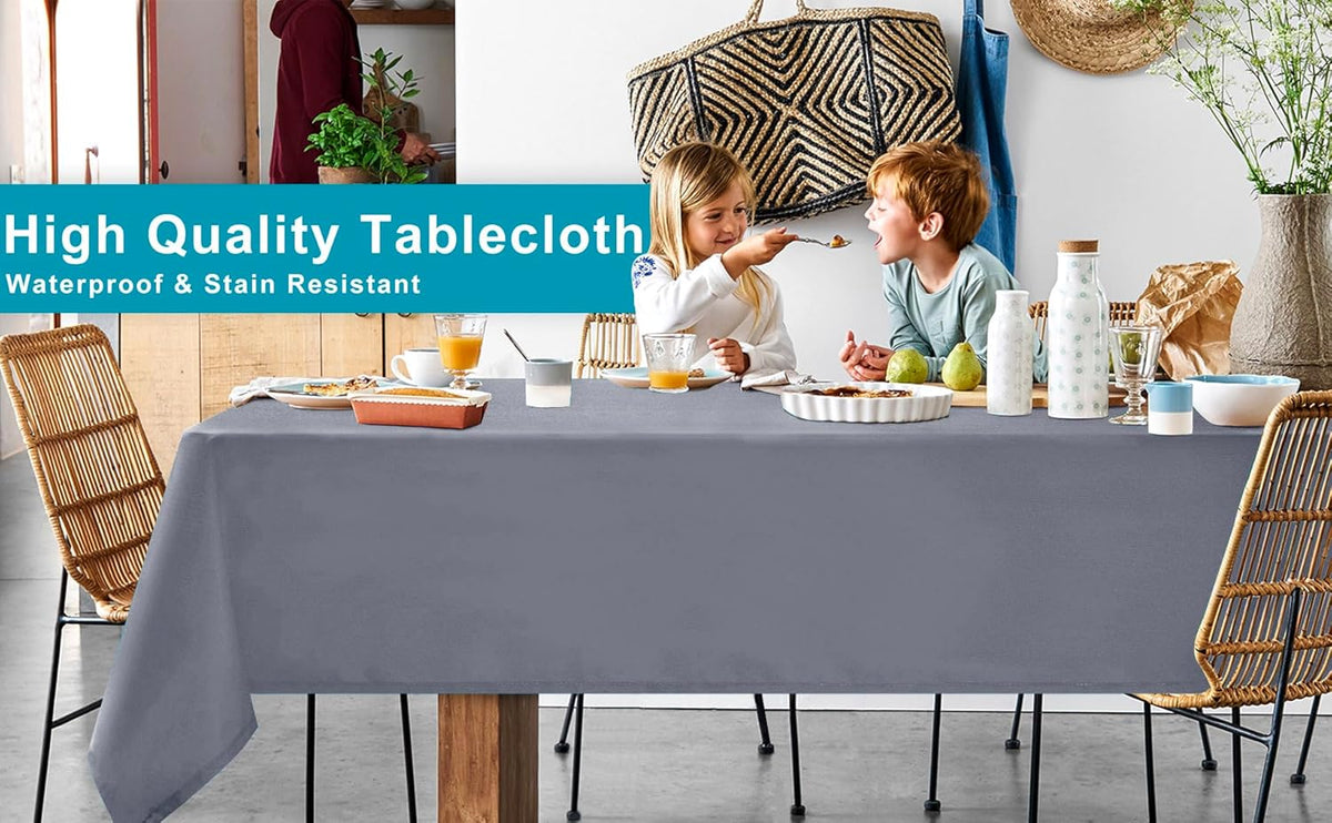 Hiasan Light Gray Rectangle Tablecloth - Waterproof Spillproof and Wrinkle Resistant Washable