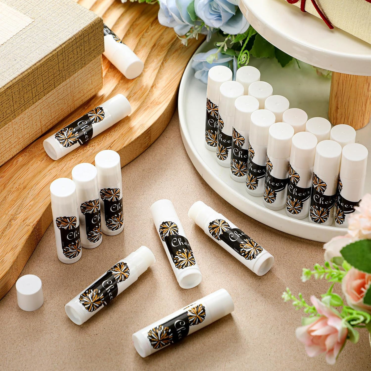 24 Pcs Cheer Lip Balm Cheer Teams Camp Gifts Pom Pom Leaders Party Favors Gear Lip Balm Mom Gift
