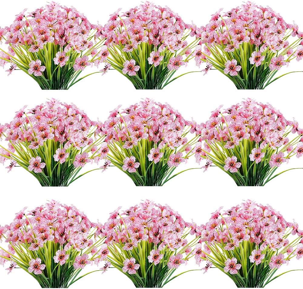 30 Bundles Artificial Flowers Outdoor UV Resistant Fake Flowers No Fade Faux Plastic Plants Garden