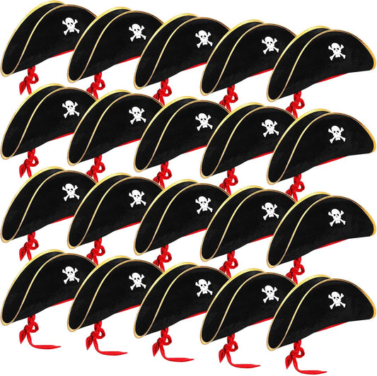 Hsei Halloween Pirate Hat Skull Print Captain Costume Caps Party Accessories Hats for Cosplay
