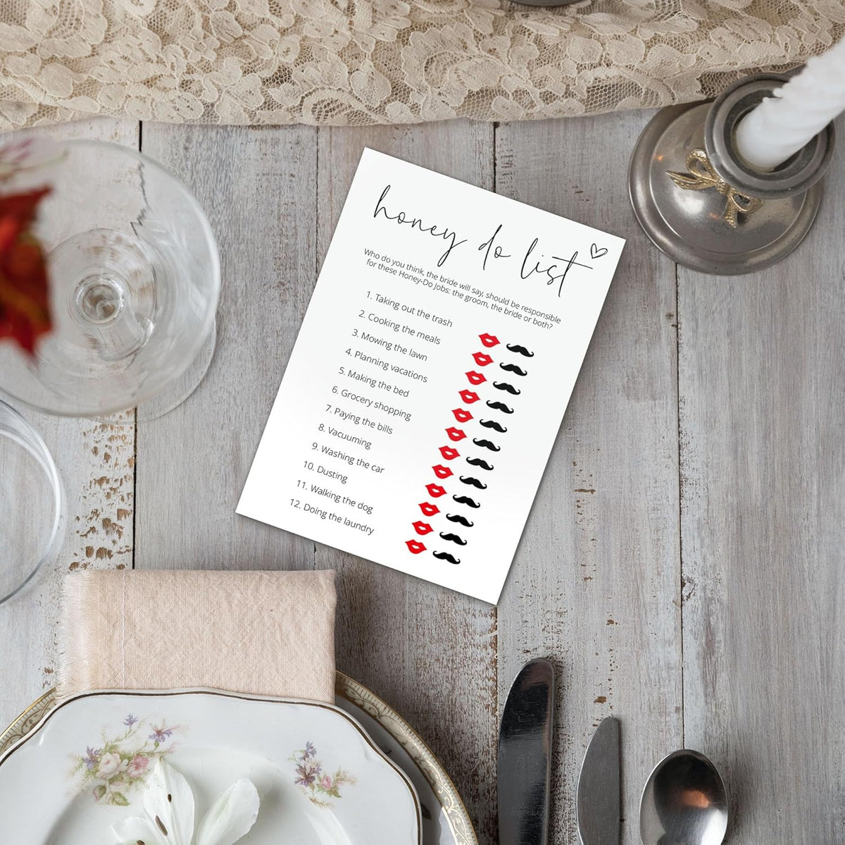 Bridal Shower Games, Honey Do List, 25Pcs Minimalist White Double-Sided Bridal Game Cards, Wedding