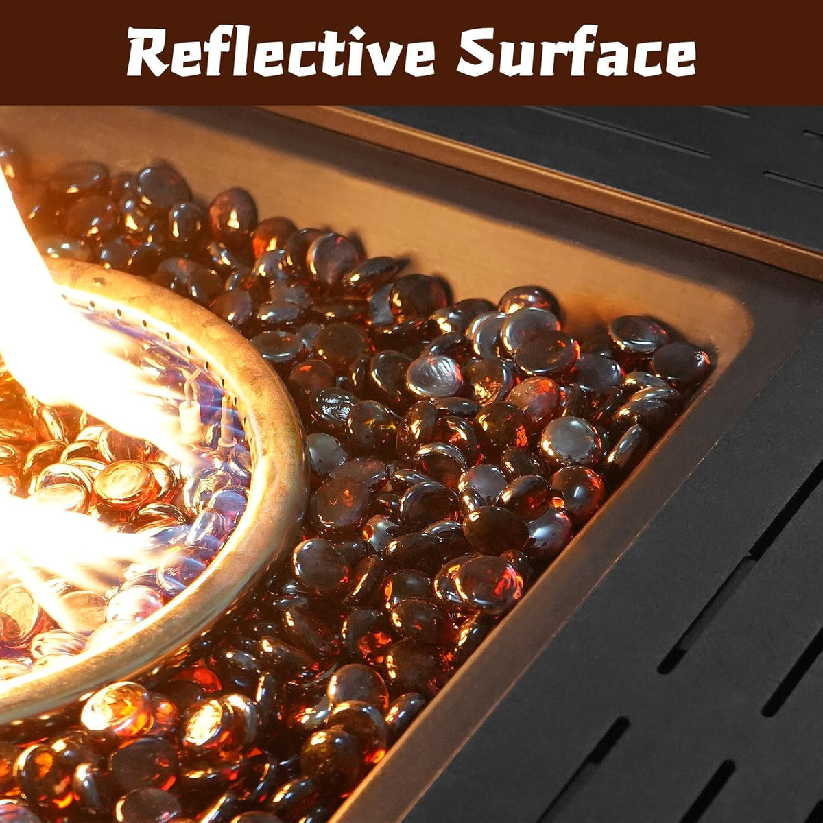 20 Pounds Firepit Glass, 3/4 Inch Glass Beads, Rocks for Fire Pit Table, Fireplace and Fire Bowl
