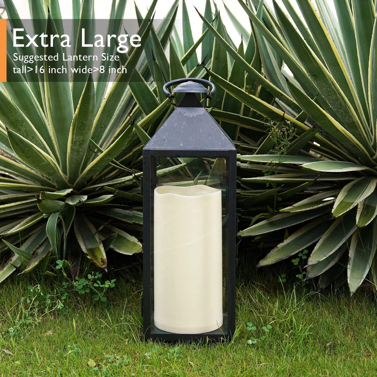 Homemory 6" x 12" Extra Large Outdoor Waterproof Candle with Auto 6-Hour Timer, Ivory Plastic Made