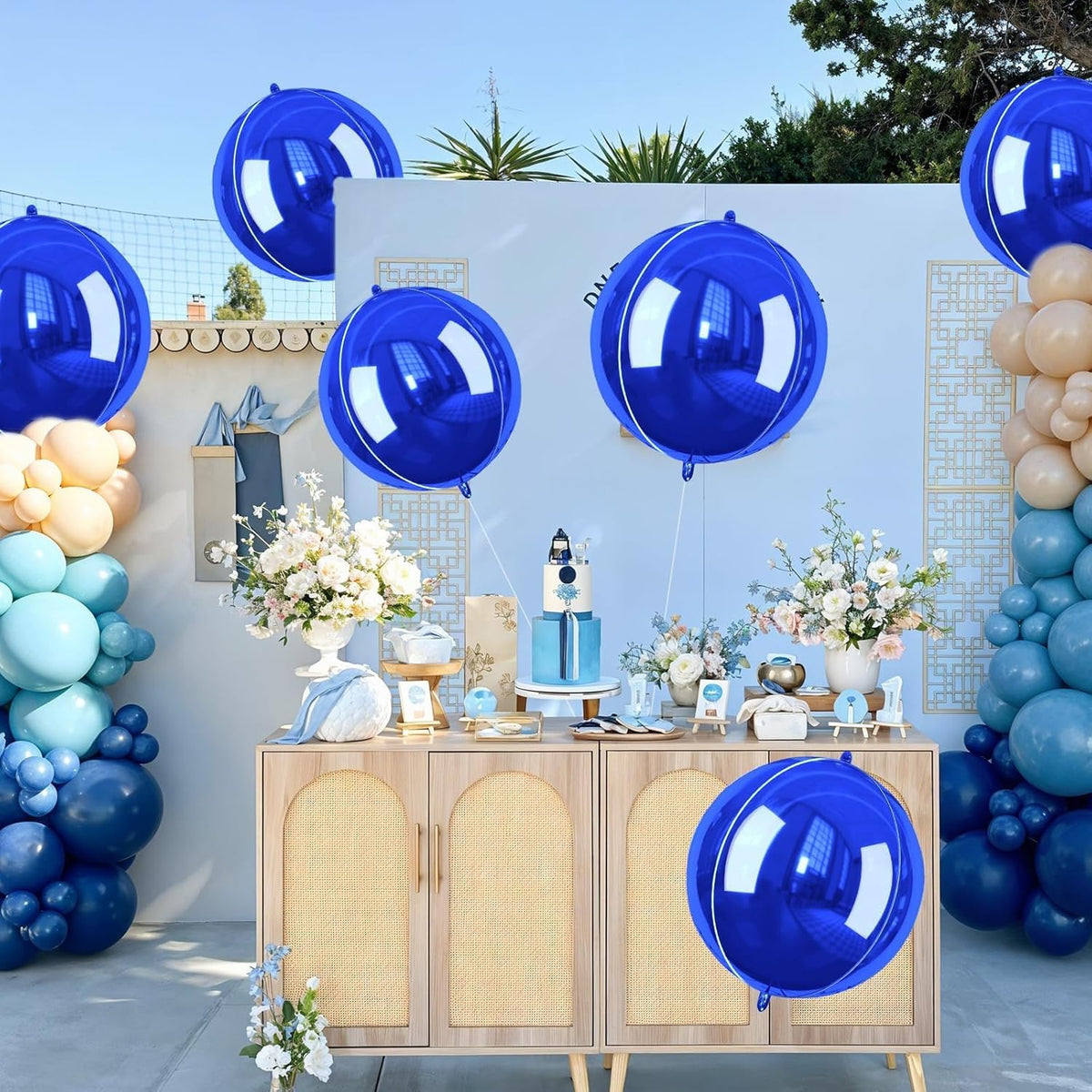 Giant 4D Foil Balloons, 6Pcs Large Metallic Royal Blue Round Balloons, 22 Inch Big Round Foil