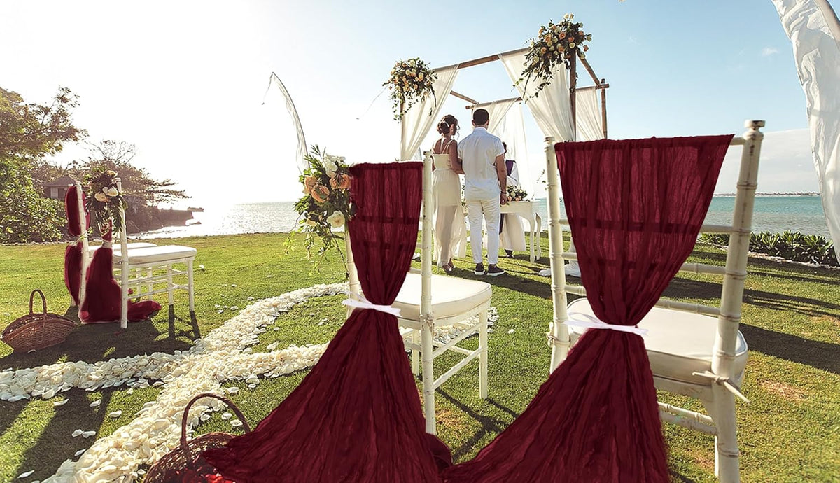 50 PCS Cheesecloth Chair Sashes, Bows Designed ChairSashes, 15.7x70 inch Chair Sashes for Aisle